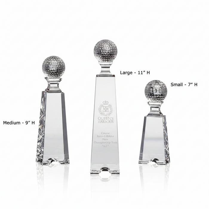 Custom Logo Gate Tower Optical Crystal Etched Golf Award