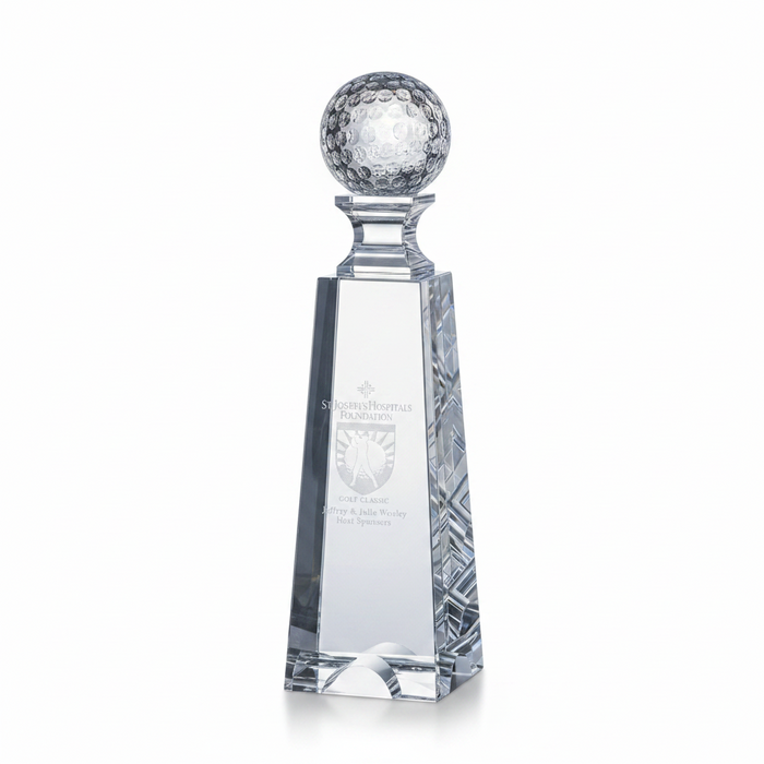 Custom Logo Gate Tower Optical Crystal Etched Golf Award
