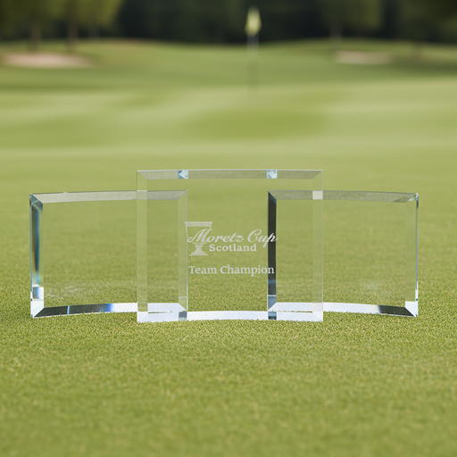Custom Logo Crystal Etched Golf Award Crescent Design - Tournamentshowroom.com