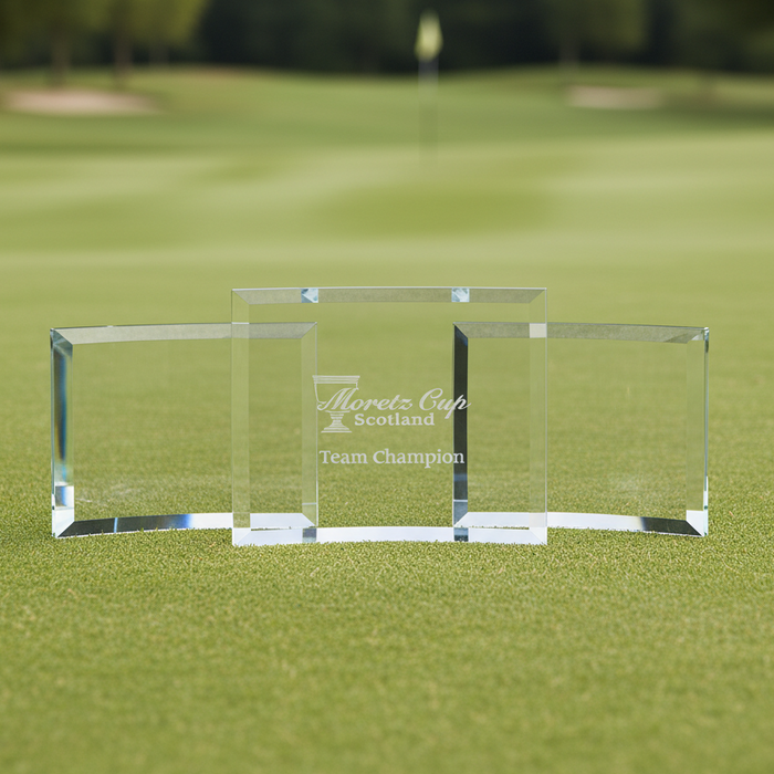 Custom Logo Crystal Etched Golf Award Crescent Design - Tournamentshowroom.com
