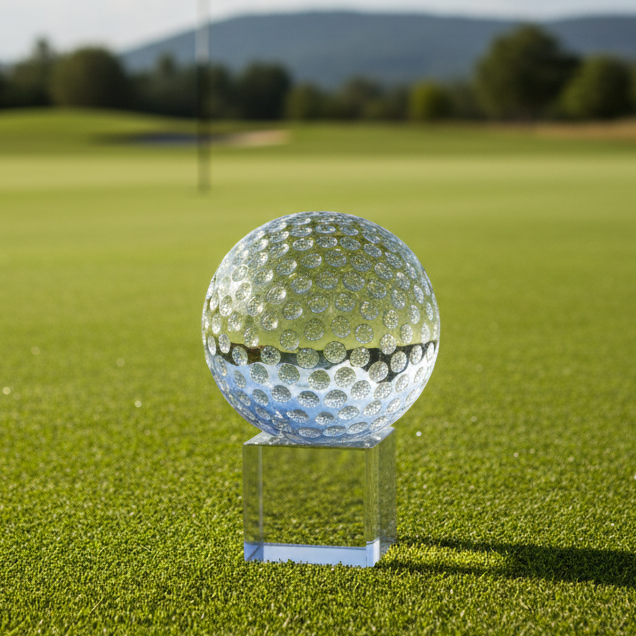 Custom Logo Cube Based Optical Crystal Golf Awards - Tournamentshowroom.com