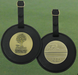 Premium Round Leather Golf Bag Tag with Dual Custom Metal Medallions - Tournamentshowroom.com