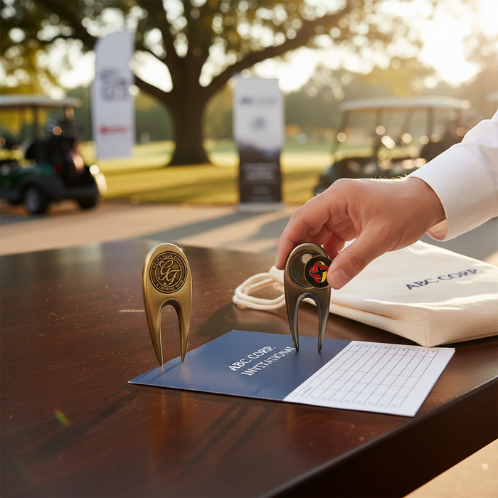 Custom Logo Full Color Sleek and Compact Divot Repair Tool with Custom Magnetic Ball Marker - Tournamentshowroom.com