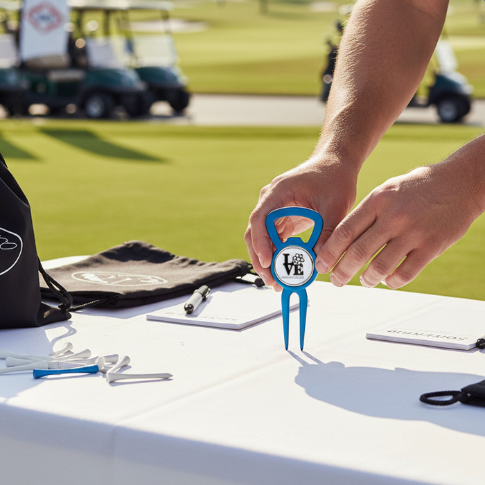 Custom Logo Magnetic Golf Divot Tool with Ball Marker Opener