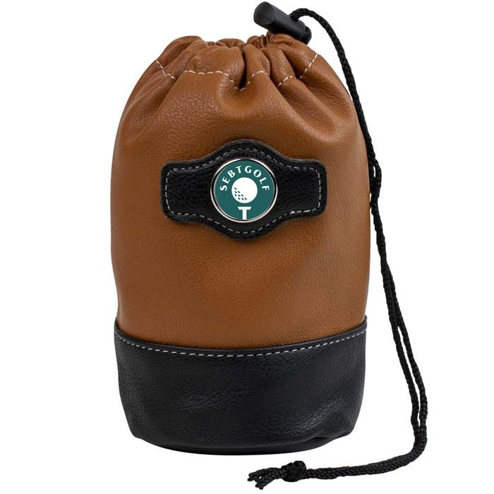 Golf Leather Drawstring Pouch