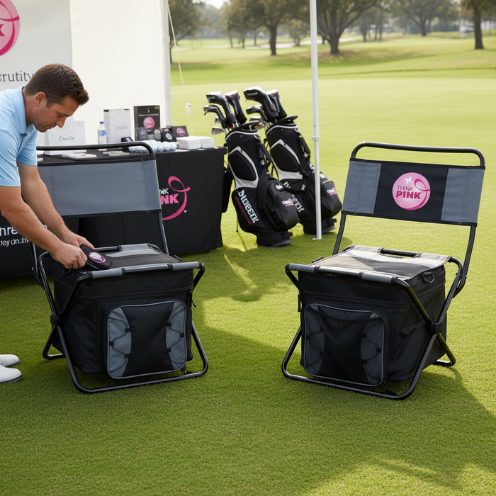 Custom Logo 40-Can Cooler Chair Foldable Event Seat - Tournamentshowroom.com