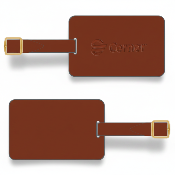 Custom Logo Cowhide Leather Golf Bag Tag with Buckle Strap