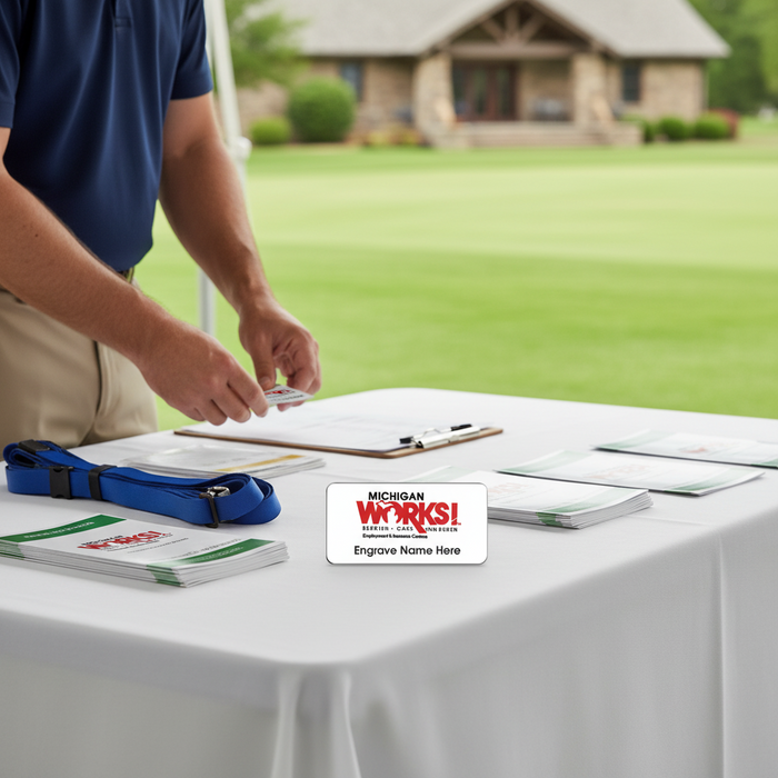 Custom Logo Jumbo Engraved Name Badge - Tournamentshowroom.com