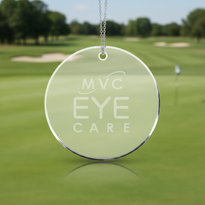 Custom Logo Polished Glass Golf Ornament Round Deep Etched