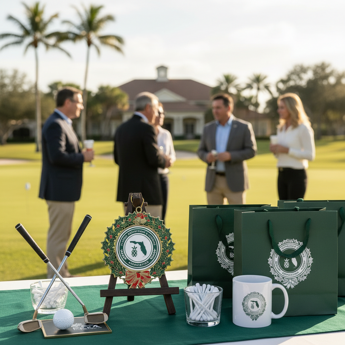 Custom Logo Enamel Filled Wreath Golf Ornaments - Tournamentshowroom.com