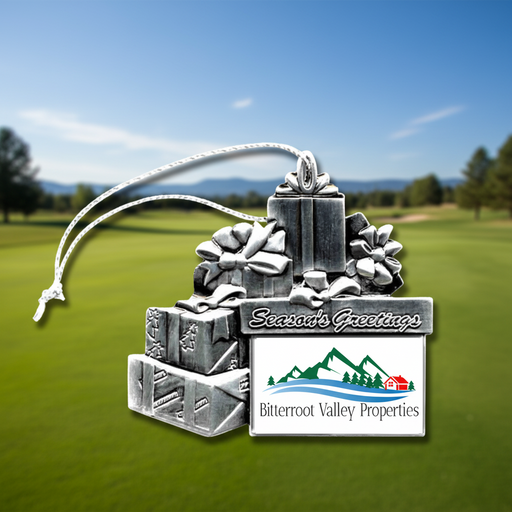 Custom Logo Present Holiday Stock Golf Ornament - Tournamentshowroom.com