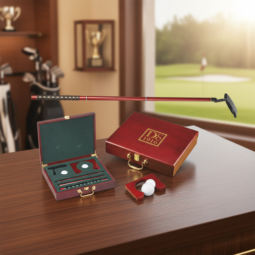 Golf Putter Set Game in Wood Case - Tournamentshowroom.com
