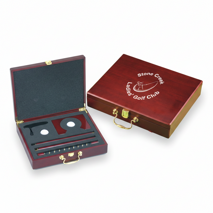 Golf Putter Set Game in Wood Case-Tournamentshowroom.com