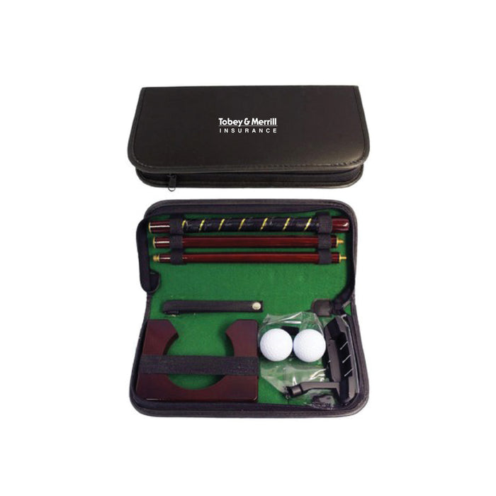 Black Leather Golf Putter Set Game Case