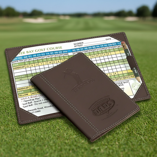 Custom Logo Leather Golf Scorecard Holder with Debossed Logo - Tournamentshowroom.com