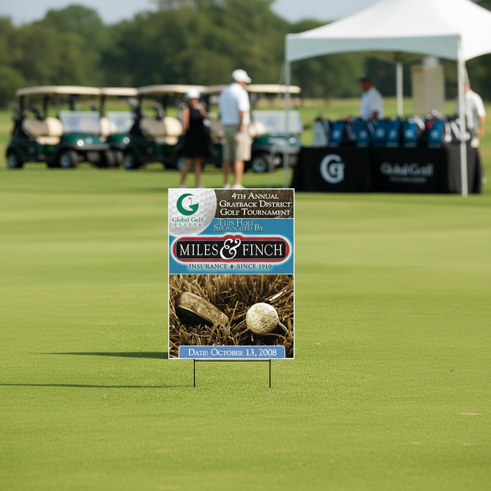 Custom Logo Hole Sponsor Golf Signs 18x24 - Tournamentshowroom.com