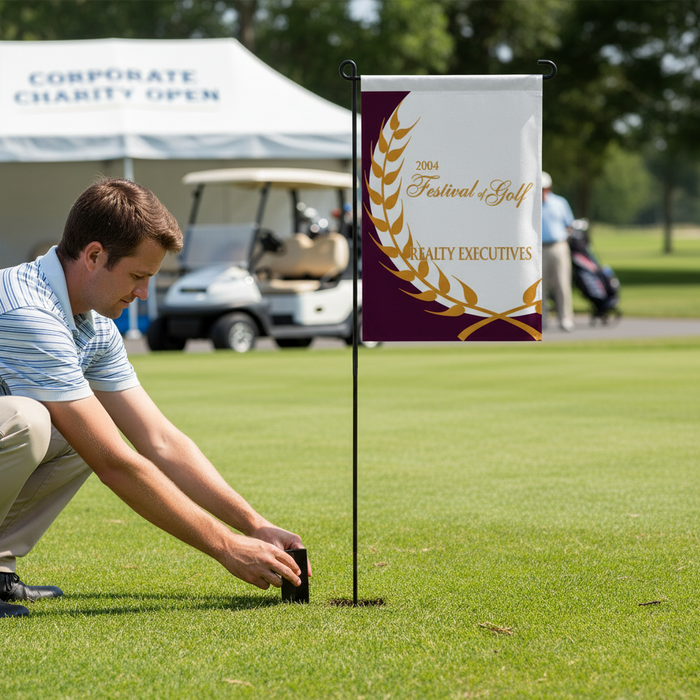 Custom Logo Golf Sponsor Flag – Polyester Hole Sign