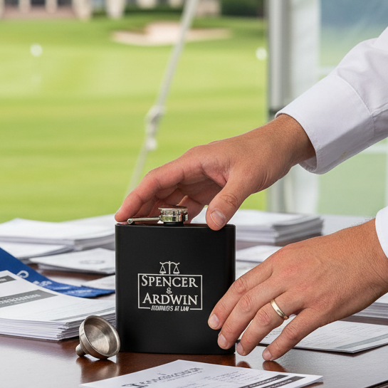Custom Logo Black Flask Gift Set with Laser Engraving