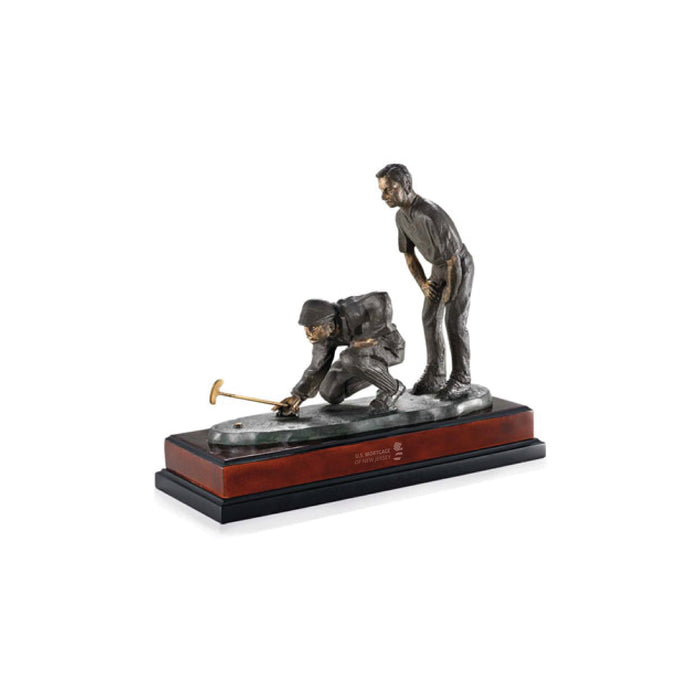 Custom Double Golfers Sculpture Engraved with Your Logo