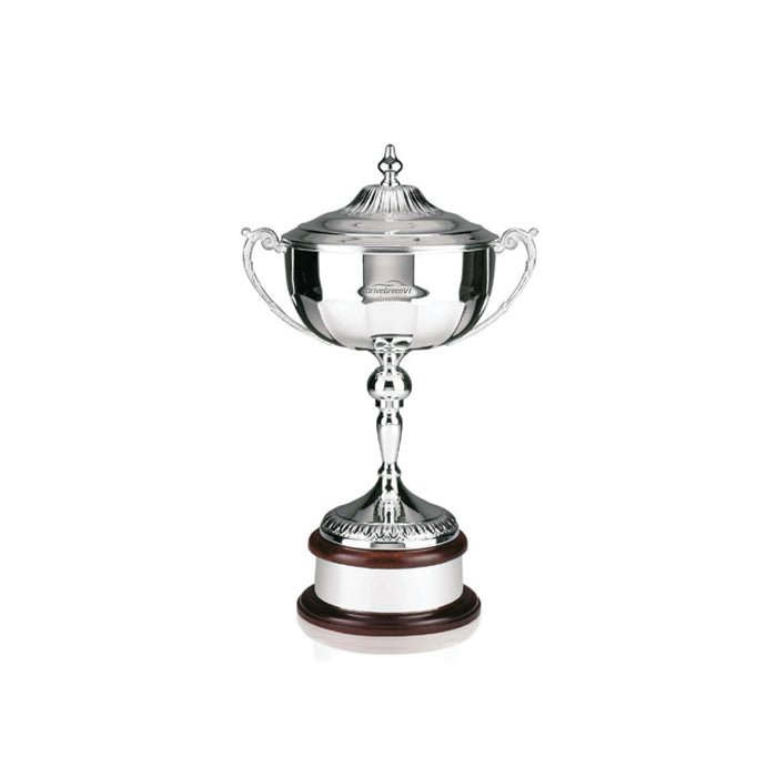 GOLF SUPREME WINNER"S LOVING CUP W/LID, SILVERPLATE, 22"