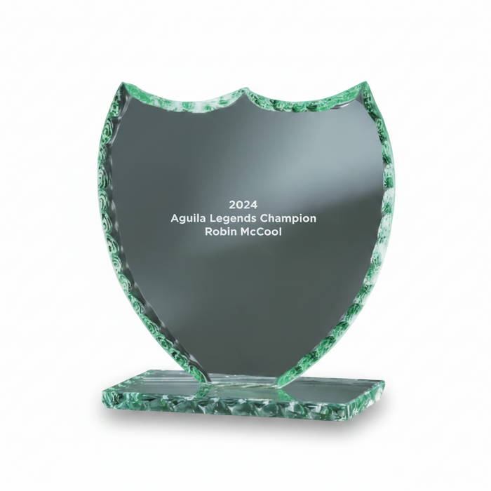 Custom Logo Jade Glass Pearl Edge Shield Award