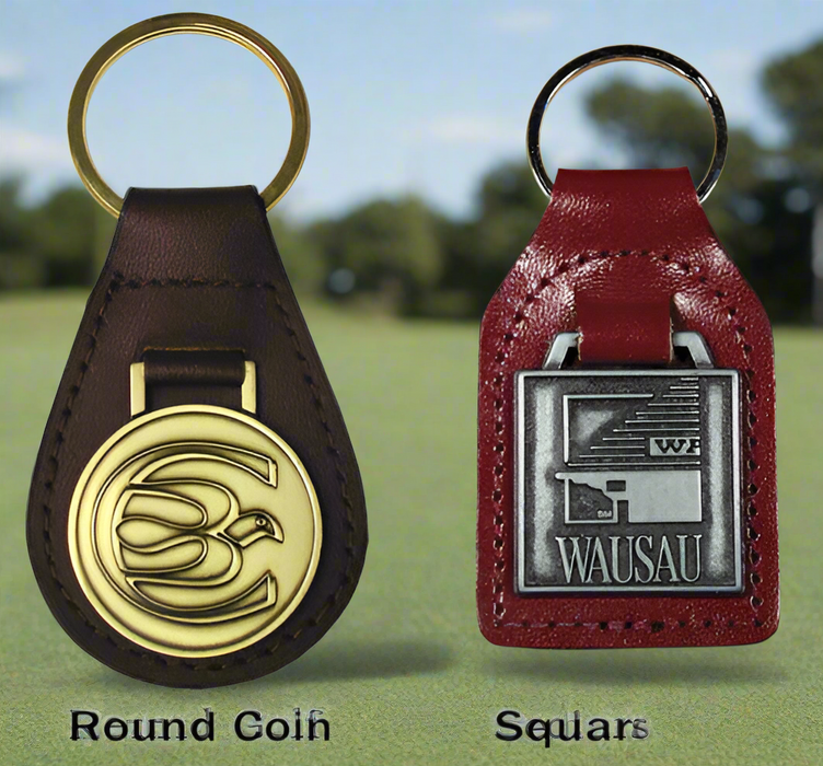 Custom Logo Bargain Leather Die Struck Coin Golf Key Chain