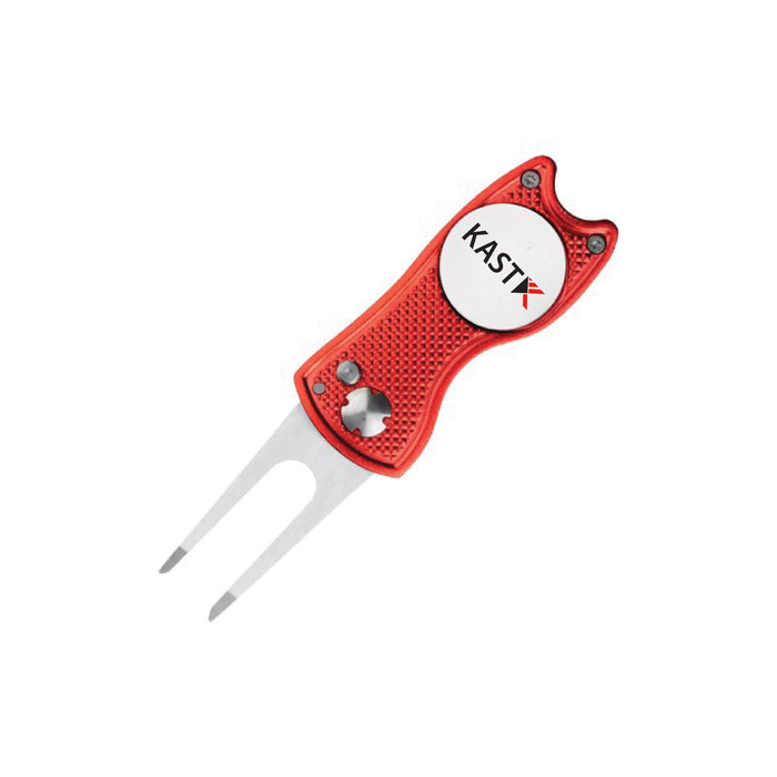 Custom Logo TiTUS® Steel Golf Divot Tool with Alloy Handle & White Ball Marker