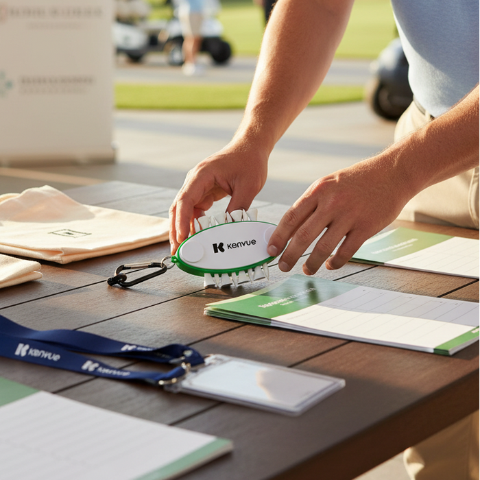 Custom Logo Golf Tee Holder Caddie with Carabiner - Tournamentshowroom.com