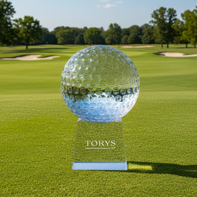Custom Logo Golf Champion's Crystal Award - Tournamentshowroom.com