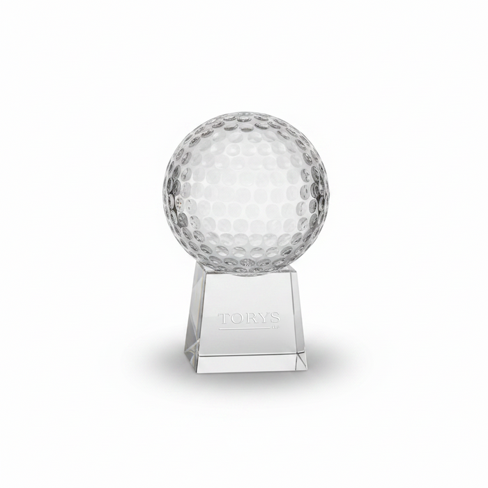 Custom Logo Crystal Golf Award with Glass Golf Ball Trophy - Tournamentshowroom.com