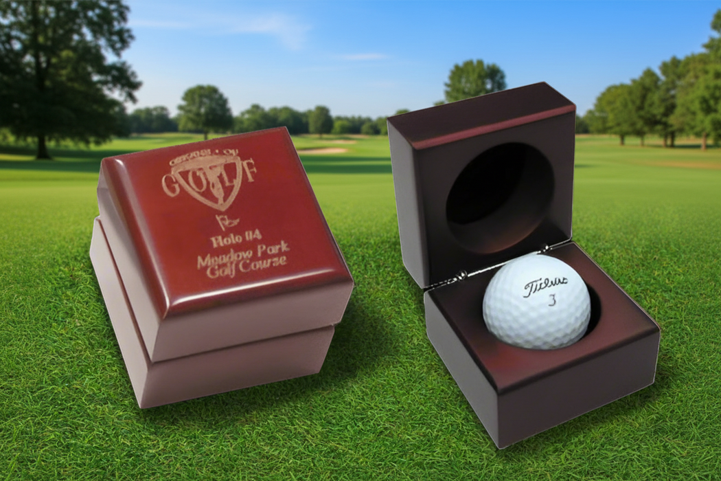 Custom Logo Engraved Collector Golf Ball Boxes - Tournamentshowroom.com