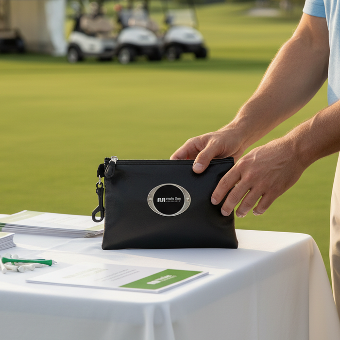 Custom Logo Golf Treasure Cache Leatherette Pouch - Tournamentshowroom.com