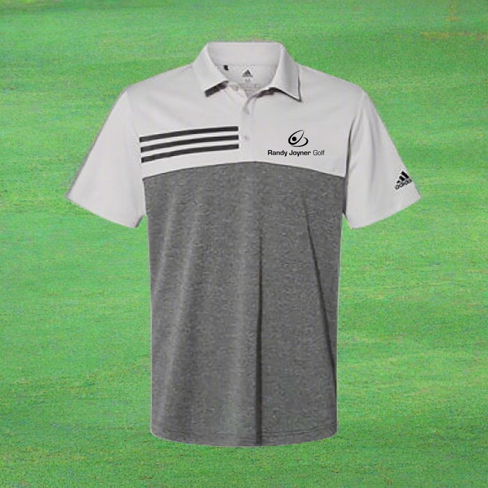 Custom Logo Embroidered Men's Adidas Heathered Colorblock 3-Stripes Sport Shirt