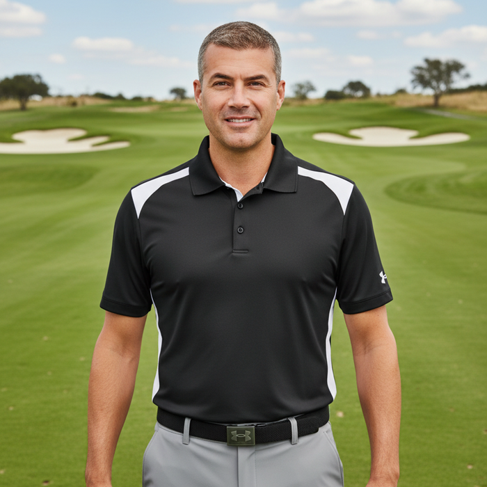 Custom Under Armour Men's Team Colorblock Polo Embroidered with your Logo - Tournamentshowroom.com