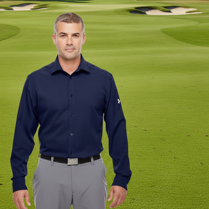 Custom Under Armour Men's Ultimate Long Sleeve Buttondown Embroidered with your Logo - Tournamentshowroom.com