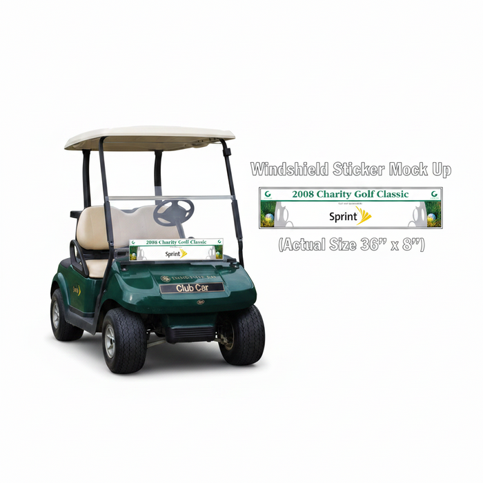 Custom Logo Golf Cart Windshield Sponsor Sticker 36 x 8