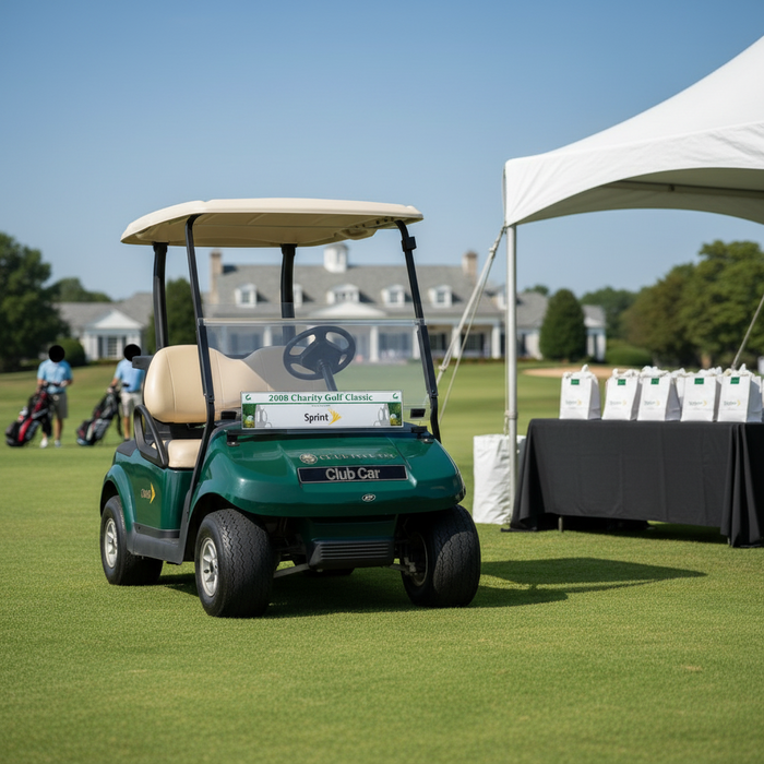 Custom Logo Golf Cart Windshield Sponsor Sticker 36 x 8 - Tournamentshowroom.com