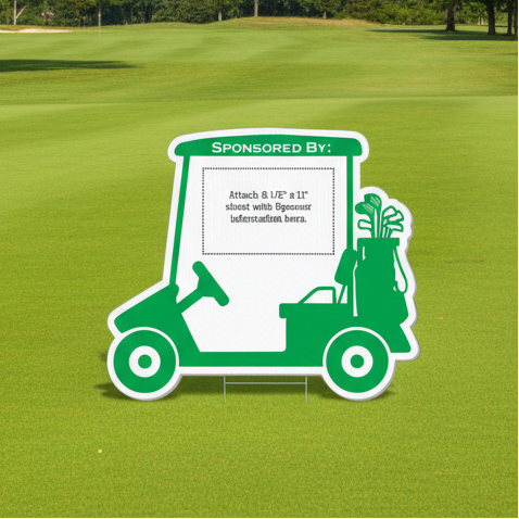 Custom Logo Golf Cart Shaped Sign - Tournamentshowroom.com