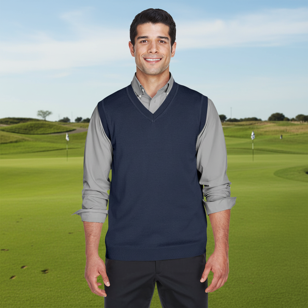 Custom Logo Devon and Jones Adult V-Neck Vest - Tournamentshowroom.com
