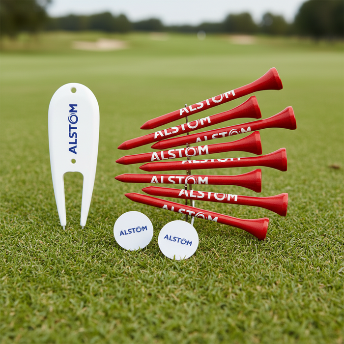 Custom Logo Golf Gift Pack with 8 Tees, 2 Ball Markers & Divot Tool - Tournamentshowroom.com