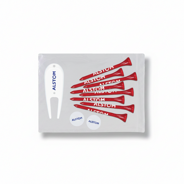 Custom Logo Golf Gift Pack with 8 Tees, 2 Ball Markers & Divot Tool