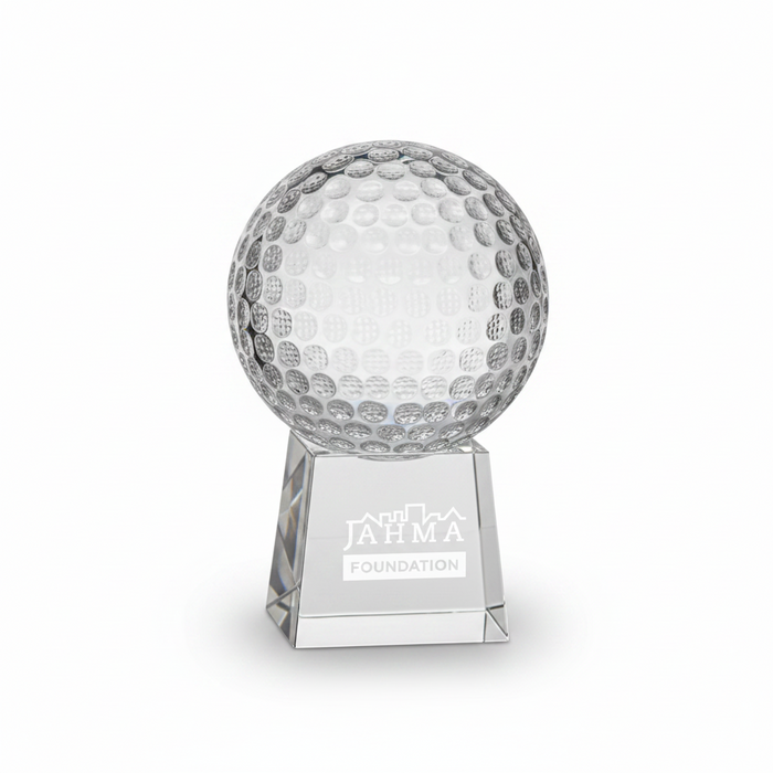 Custom Logo Crystal Golf Award with Glass Golf Ball Trophy - Tournamentshowroom.com