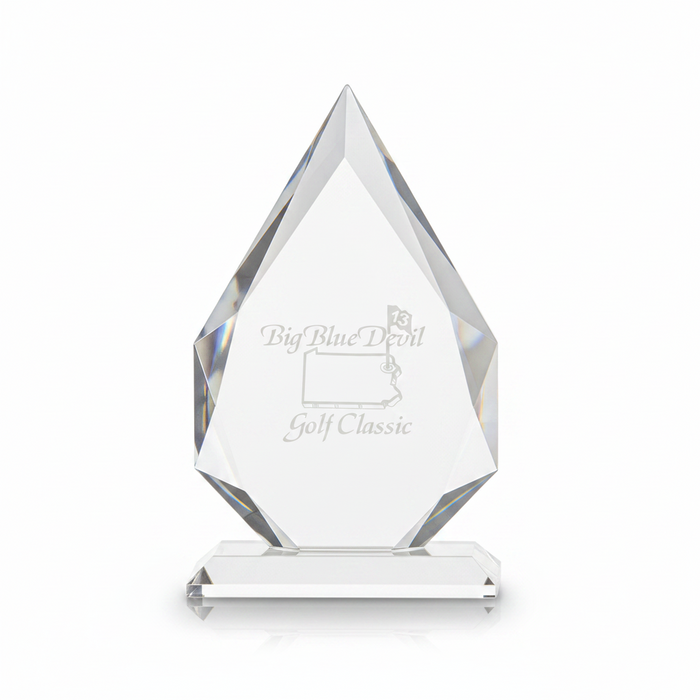 Custom Etched Meridian Crystal Golf Award – Diamond Design