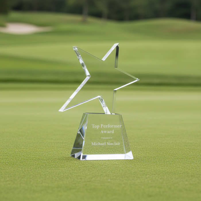 Custom Etched Meteor Crystal Star Award – Optical Crystal