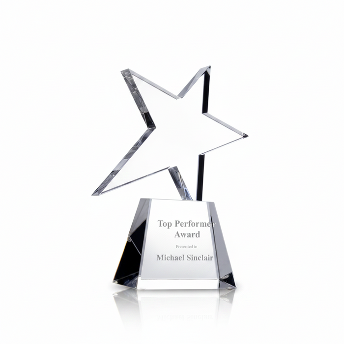 Custom Etched Meteor Crystal Star Award – Optical Crystal