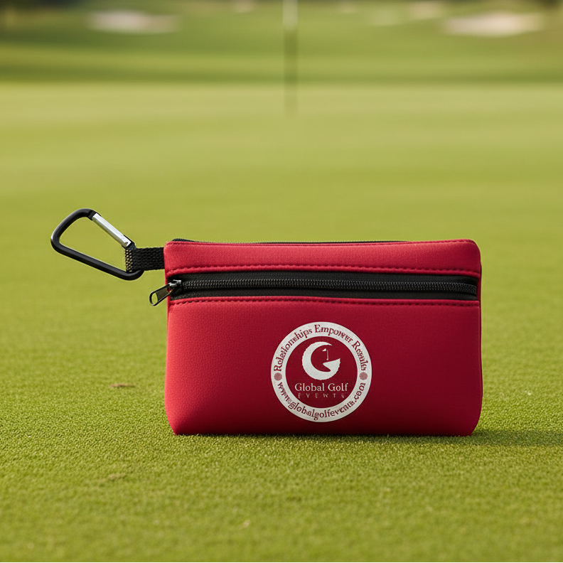 Custom Logo Golf Neoprene Ditty Bag with Carabiner - Tournamentshowroom.com
