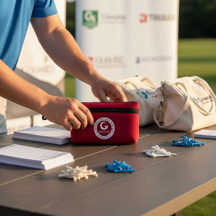 Custom Logo Neoprene Golf Ditty Bag with Carabiner Clip - Tournamentshowroom.com