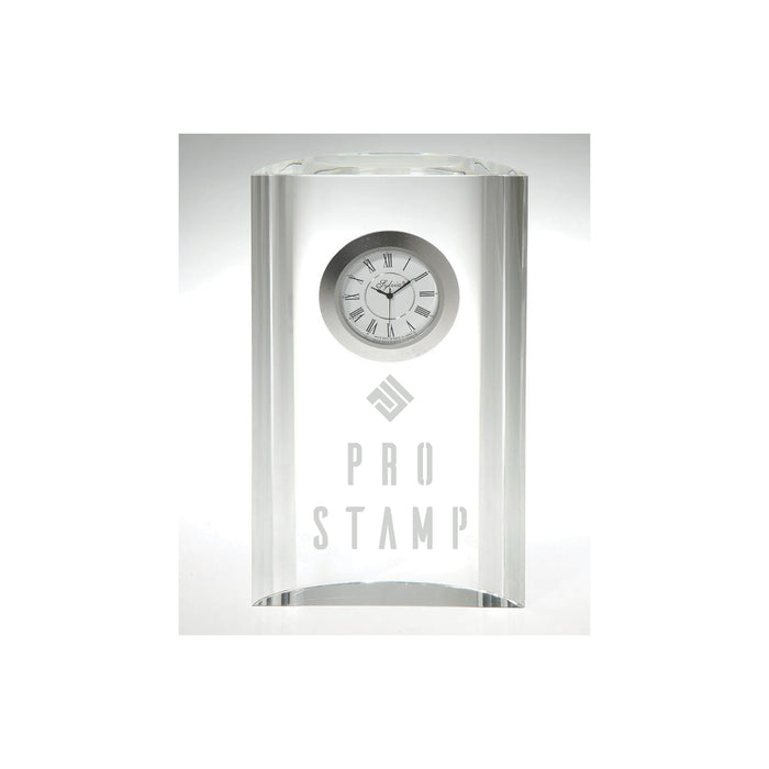 Etched Golf Crystal Award Clock