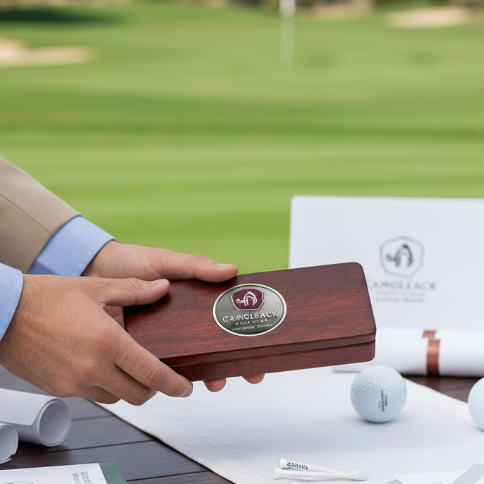 Custom Logo Rosewood Pen Gift Set with Golf Club Pen