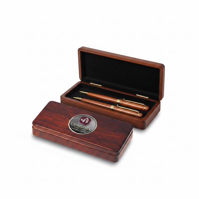 Custom Logo Rosewood Pen Gift Set with Golf Club Pen